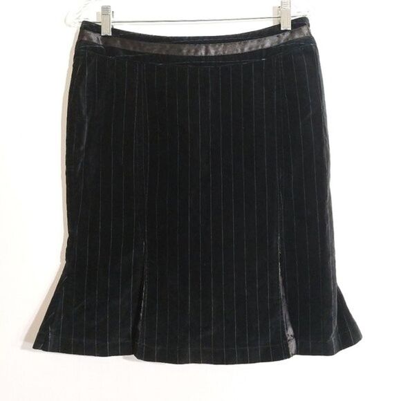 Tulle Dresses & Skirts - Tulle Black Faux Suede Striped Mermaid Pencil Skirt with Satin Trim Size M